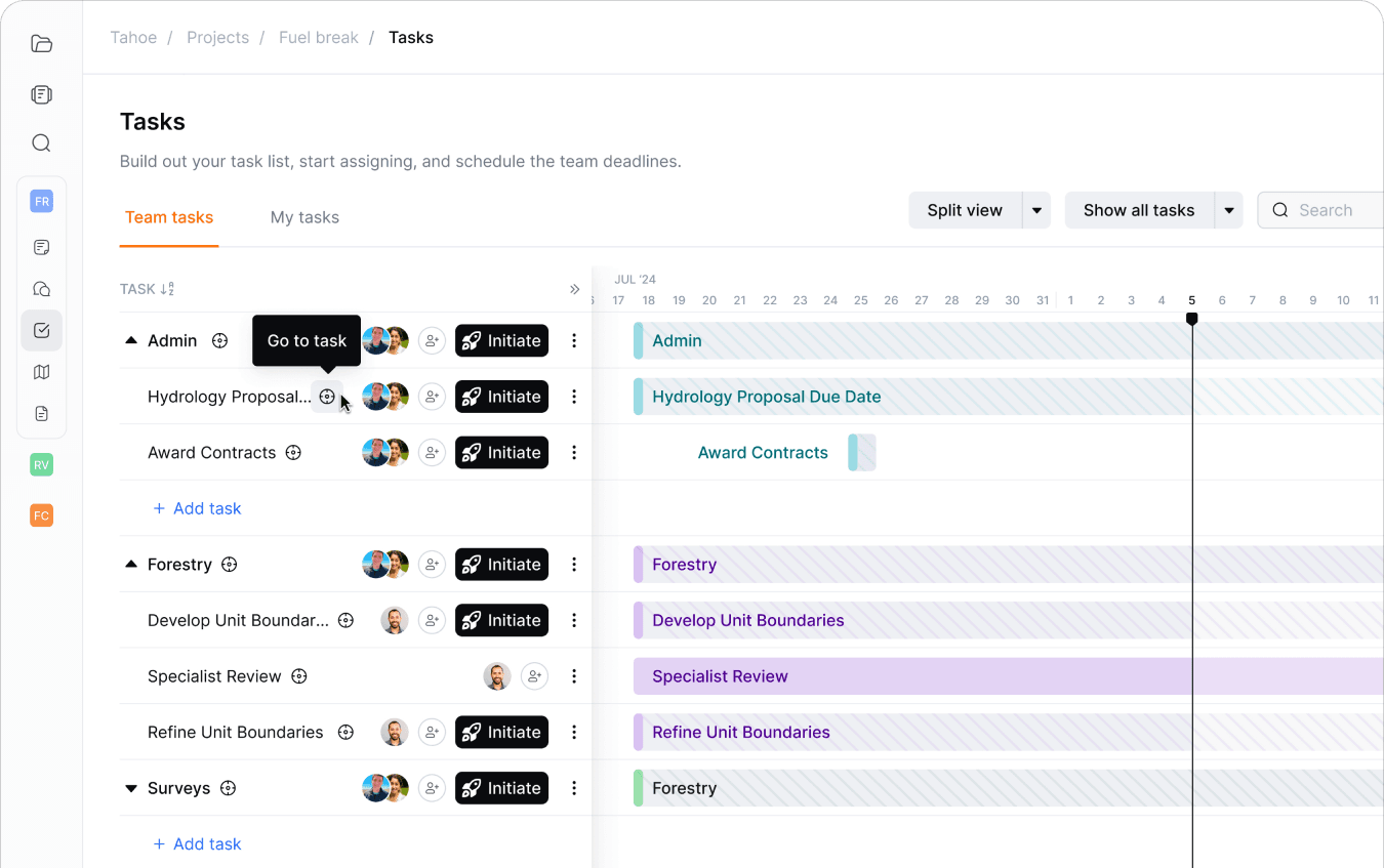 Project tasks view